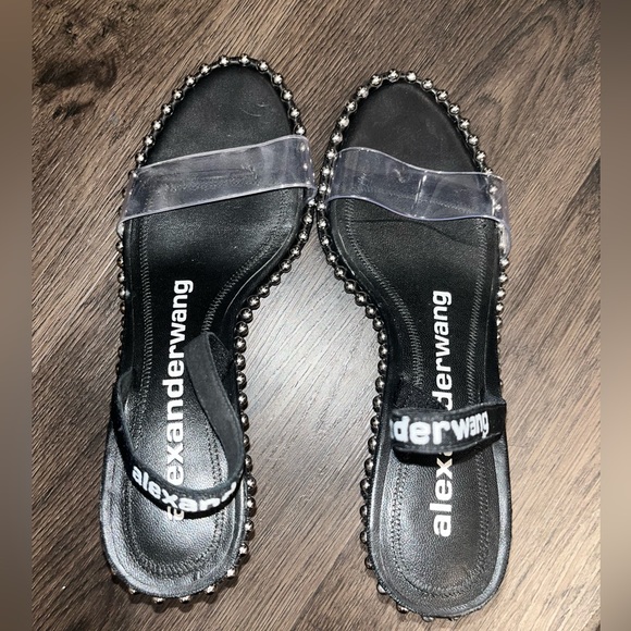 Alexander Wang Leather Studded Accents Slingback Sandals 2.5 Inch Kitten Heel - Picture 5 of 5